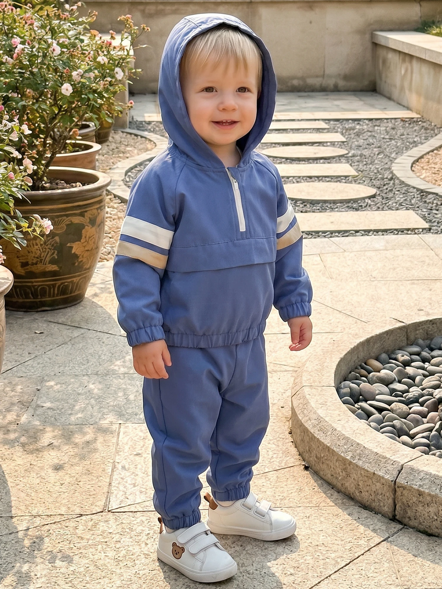 Fall-Outfit-Contrast Half Zip Hoodie Boy Fall Outfit Fall Outfit Baby Zip Hoodie Long Sleeve Premium