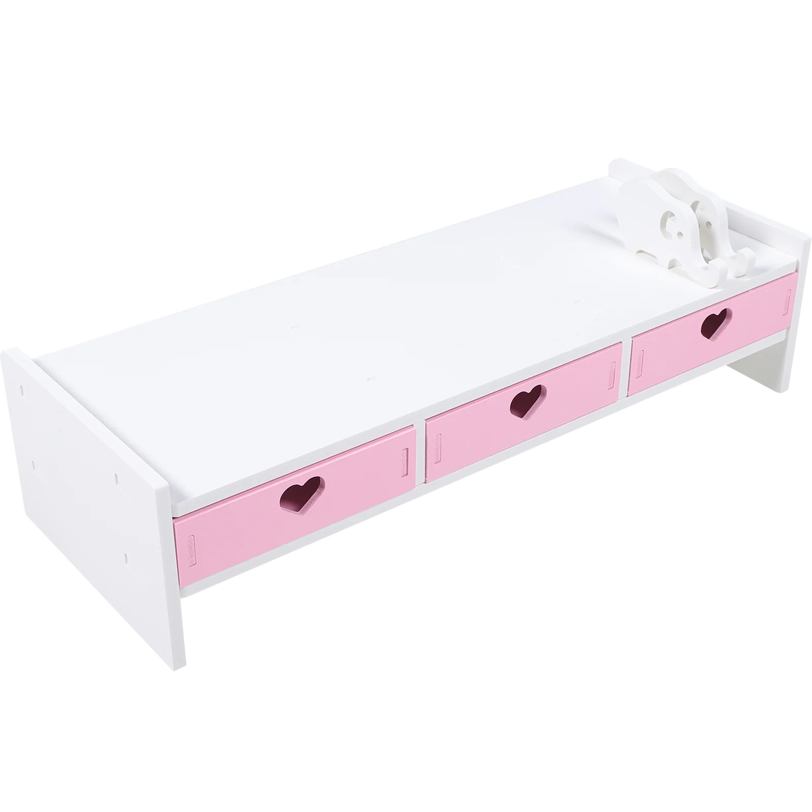 Monitor Stand Computer for Desk Pink Laptop Riser with Organizer Storage Office