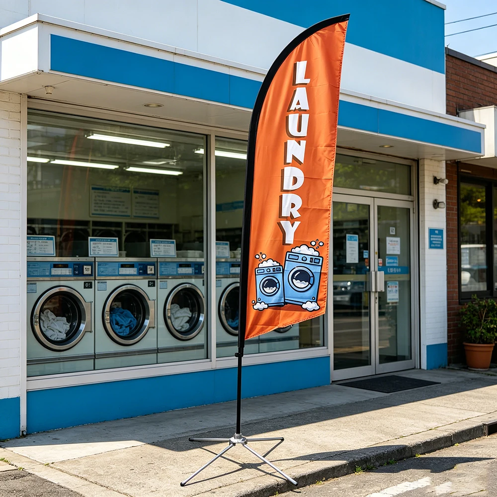 Wash And Dry Laundry Shop Feather Flag Only Flag Without Pole Custom Beach Banner Laundry Store Opening Outdoor Promotion Advert