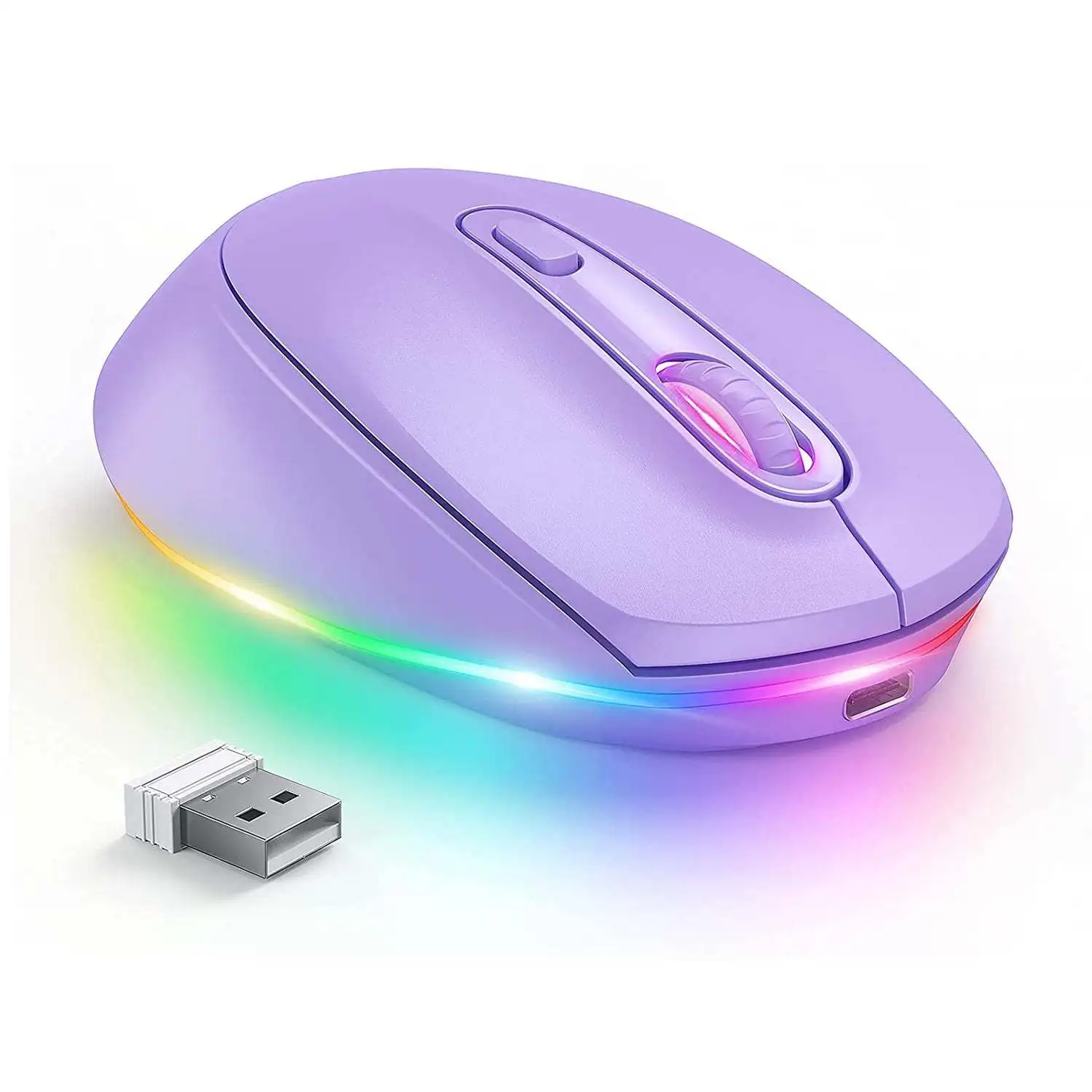 

Wireless Mouse Rechargeable Mouse for Laptop Small Cordless Mice with Quiet Click RGB Lights for Kids Windows Mac Gradient Color