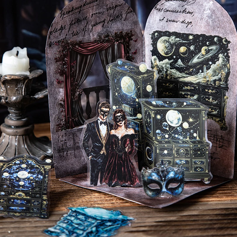 30pcs Magic Cabinet Series Magic Scenic PET Stickers Handbook Material Sticker Pack DIY Calendar Greeting Card Scrapbook Photo