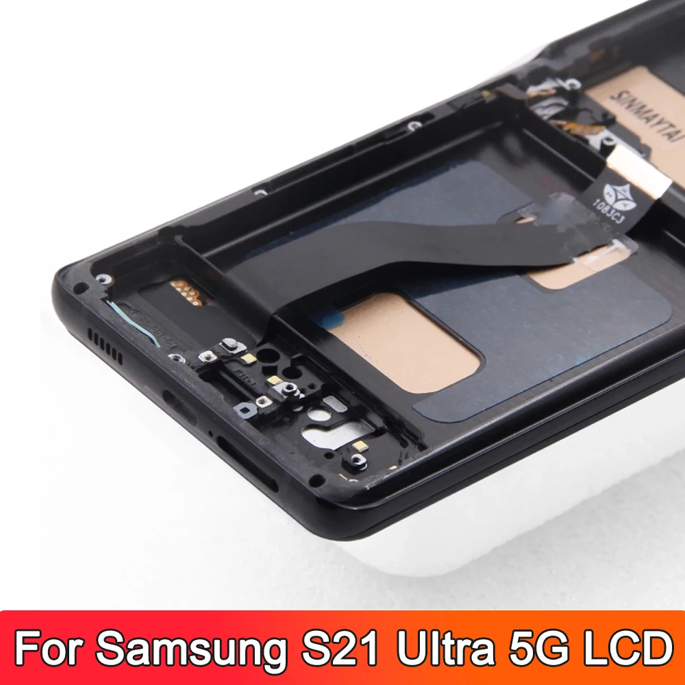 Tested S21 Ultra LCD With Frame For Samsung S21 Ultra 5G LCD G998 G998B SM-G998U Display Touch Screen Digitizer Replacement