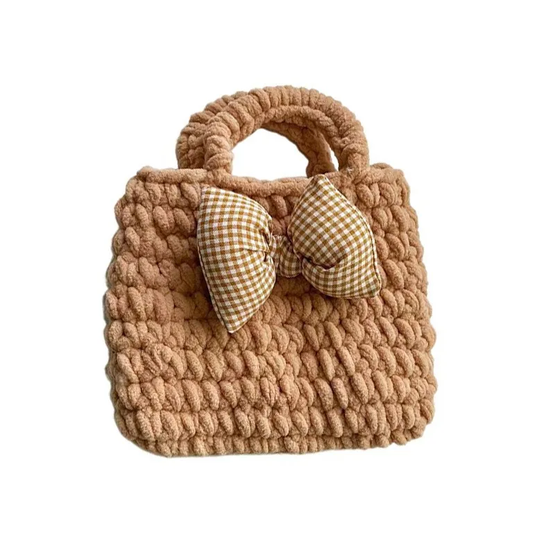 

Children Handbag Handmade Knitted Bowknot Princess Harajuku Kid Clothing Matching Bag Casual Photography Classic Trend All-match