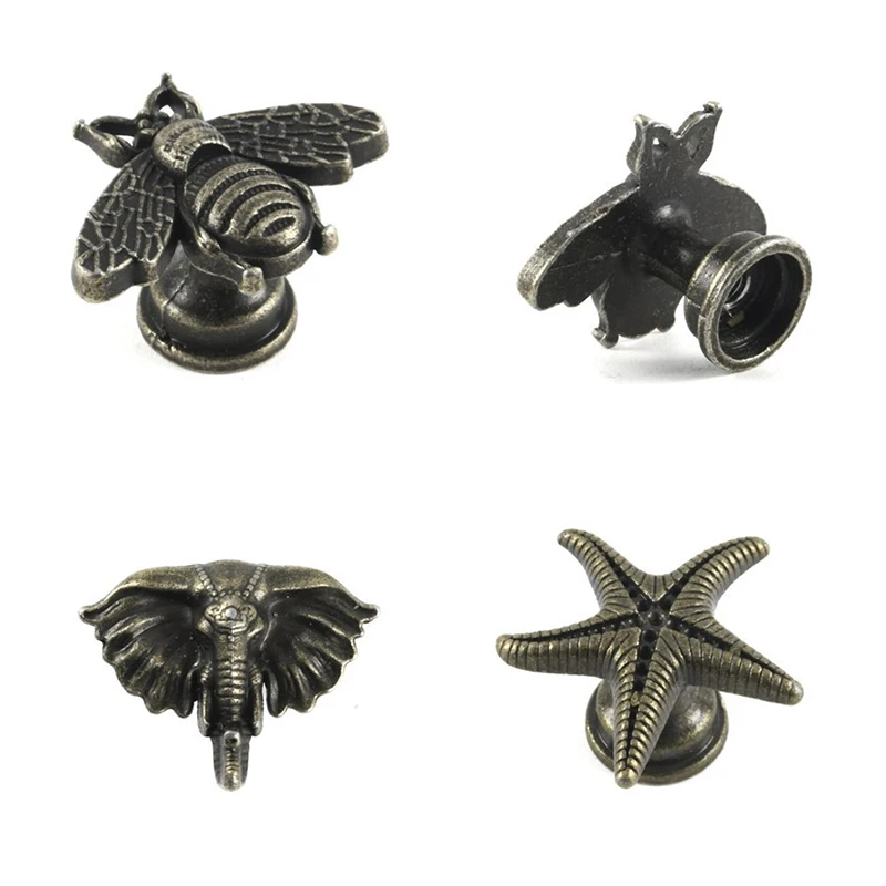 2PCS Retro Zinc Alloy Handle Children's Room Cupboard Wardrobe Door Handle Cute Animal Handle Mini Size Jewelry box knob