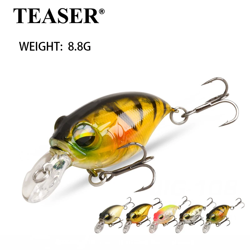 TEASER WLF006 Köder Chubby Kunststoffköder 8,8 g/43 mm für Barsch, Zack, Barsch, mit Drillingshaken, harter Köder zum Meeresangeln