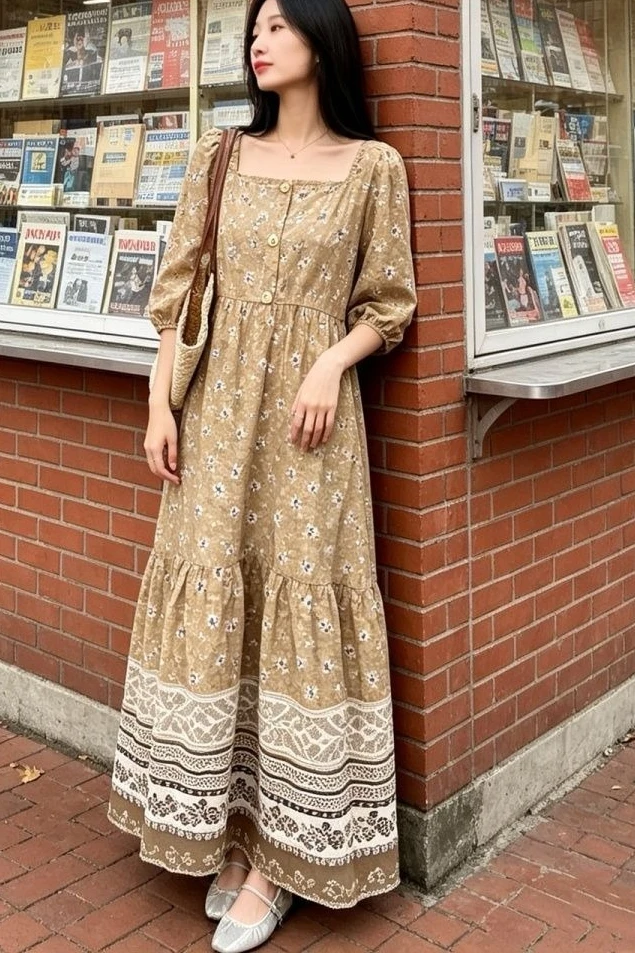 

2026 Summer New Women's Dress Printed Casual Oversize Long Dress