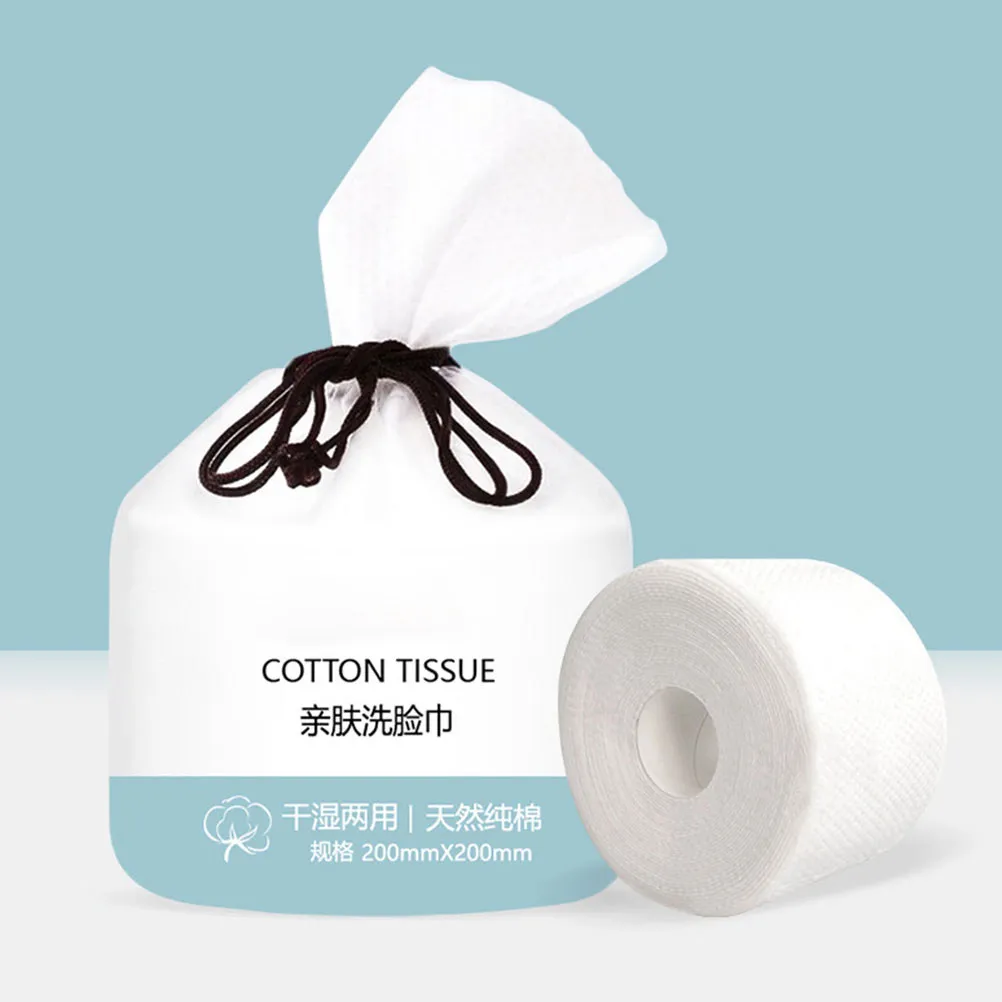 

1 рулон одноразовых хлопковых салфеток для умывания, для влажного и сухого использования, мягкие, для снятия макияжа, очистки ногтей, безопасные для кожи