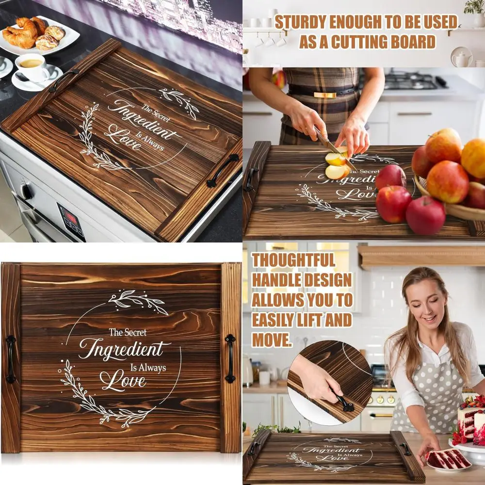 

Wooden Noodle Board with Handles, 27.5x21.6 Inches, Stove Top Cover, Cutting Board for Gas/Electric Burners, Kitchen Counter Spa