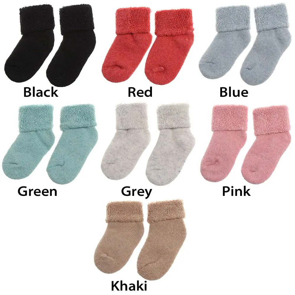 1Pair Real Woolen Thick Baby Kids Socks Winter Soft Warm Socks for Children 0-7 Years Boys Girls Thermal Floor Baby Socks