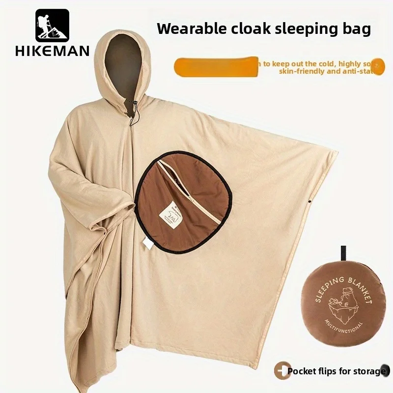 

Многоцелевой спальный мешок-пончо, флисовое одеяло для кемпинга и путешествий, носимое одеяло для взрослых, теплый и уютный, для приключений на открытом воздухе