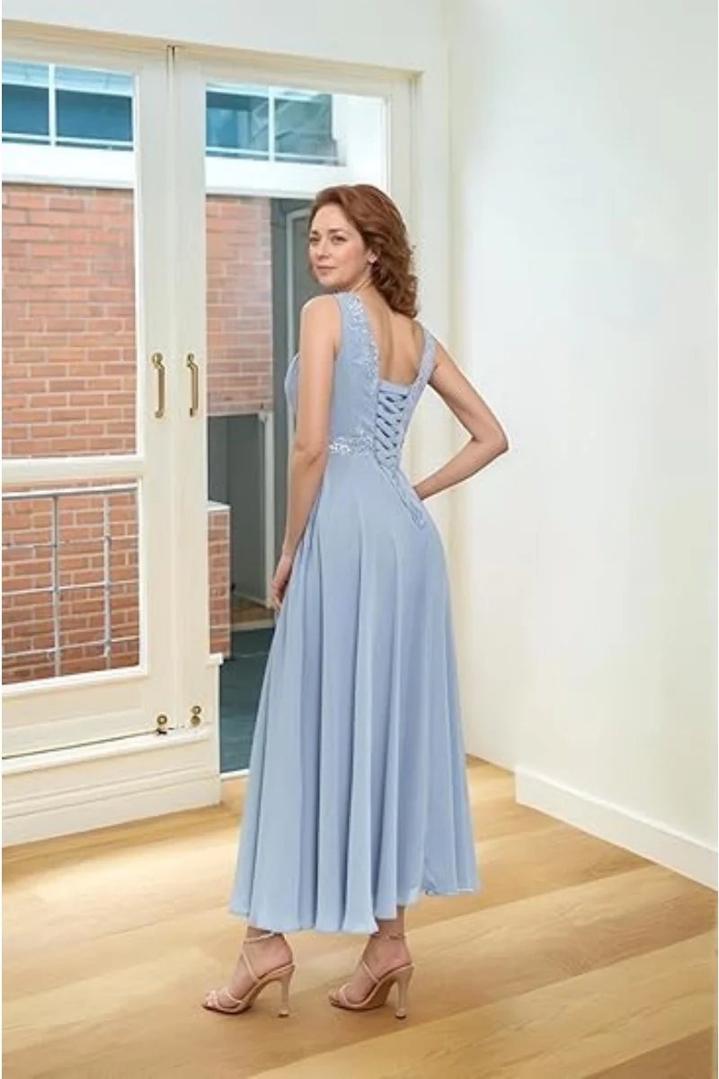 2 Pieces Mother of The Bride Dresses with Jacket Sequins Lace Chiffon Formal Evening Wedding Guest Dress
