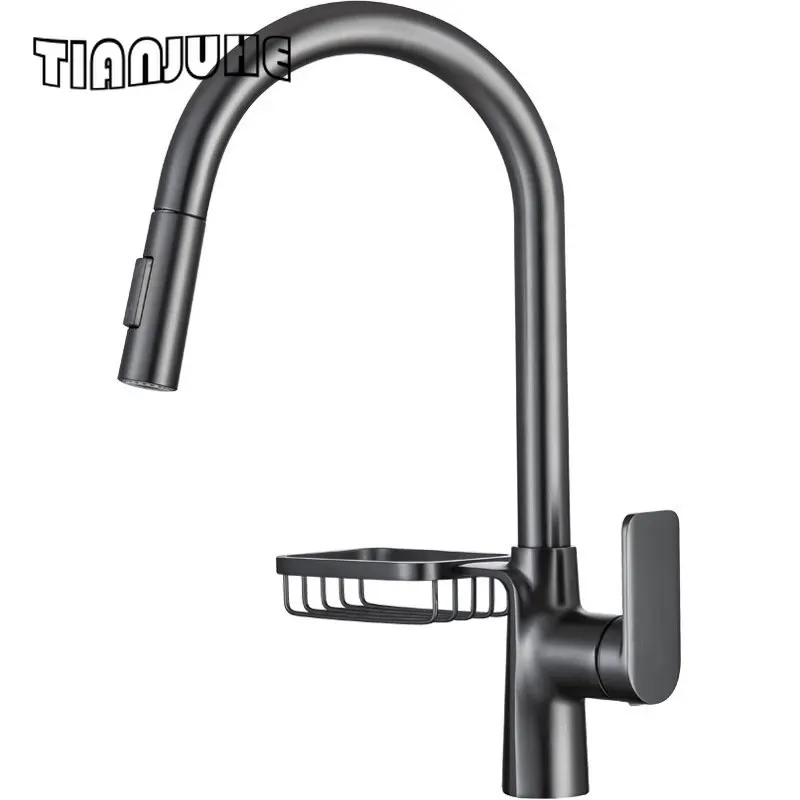 Kitchen Faucet with Pull-out Spray and 360-Degree Swivel Spout for Home Sink