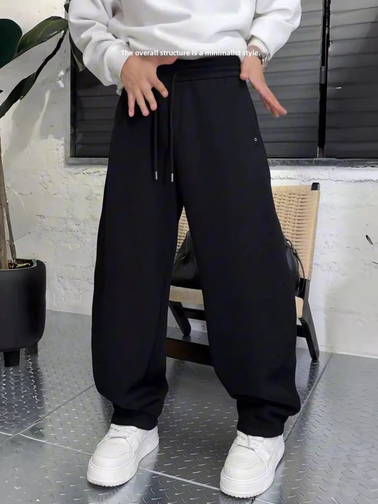 

Men's Winter Faion mat Sle Fce Lined Straight Leg Casual Pants Warm Banana ape Trousers Comfortable Leisure Wear