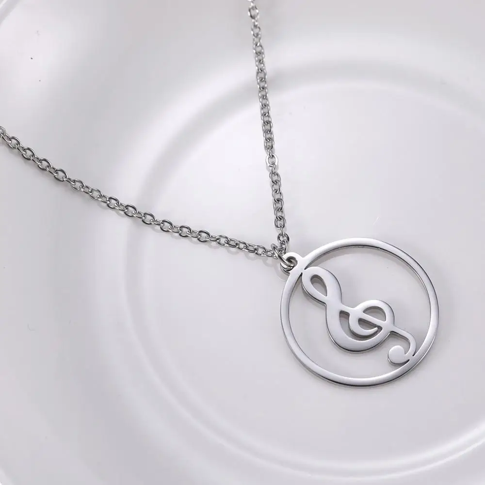 Music Necklace Treble Clef Note Chain Musical Symbol Staff Notation Gift For Woman Men Stainless Steel Pendant Jewelry