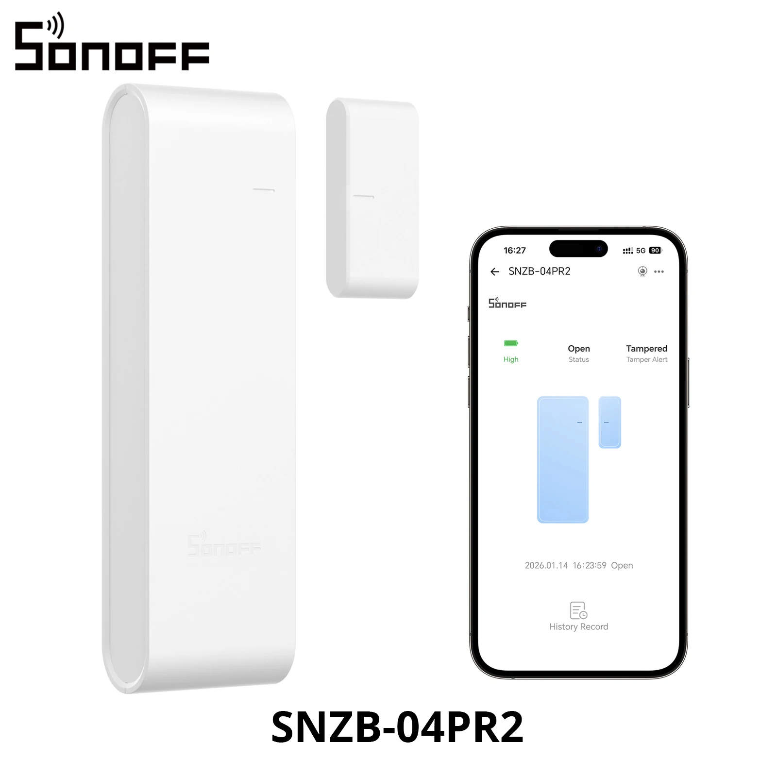 

SONOFF SNZB-04PR2 SenseGuard DW Gen2 Zigbee Door/Window Sensor Active Security With Tamper Alerts Matter Bridge Via Apple Home