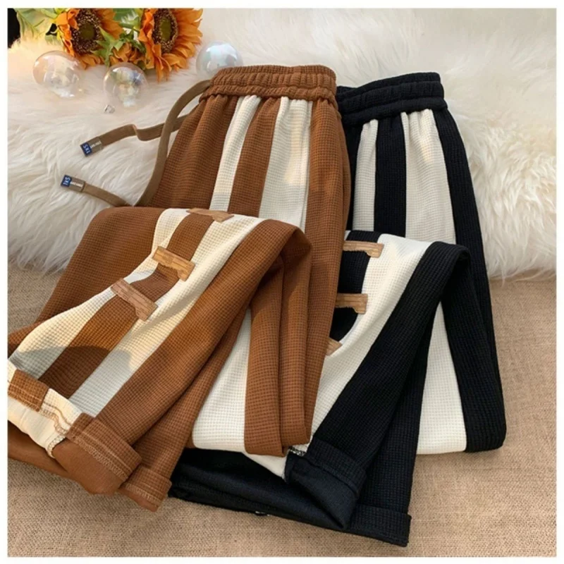 

Summer Women's Color blocked Striped Pants Comfortable Elastic Waist Haren Pants Loose Casual Drawstring Casual Pants