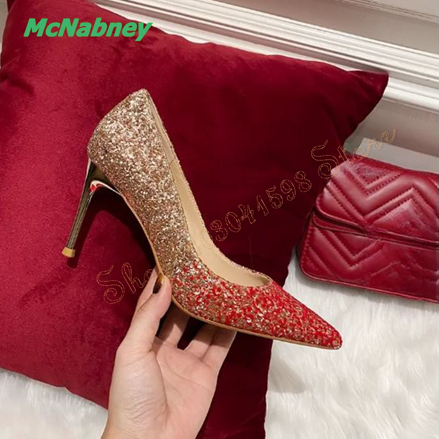 

Light Luxury Sparkling Diamond Pumps,Fashion Pointed Toe High Heel Shoes Party Thin Heel Women Shoes2023 New Zapatos Para Mujere