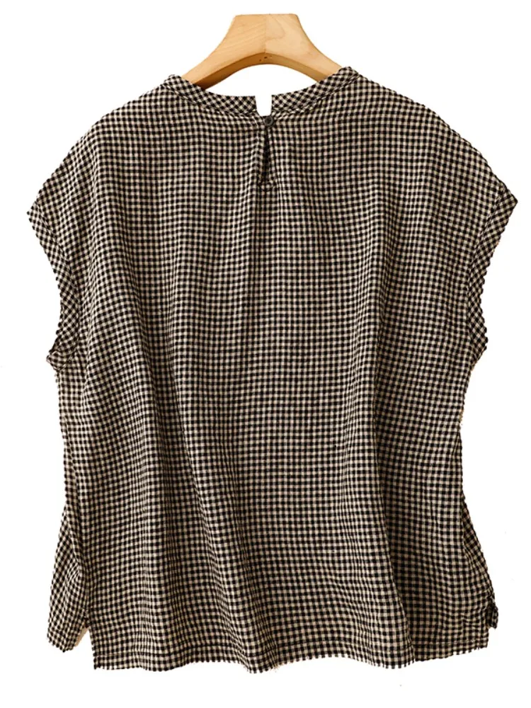 الفني الكتان منقوشة تي شيرت المرأة الصيف رقيقة عادية كبيرة الحجم اللحوم إخفاء التخسيس الصغيرة Flng Sve أمي