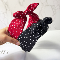 Chic Polk Dots Print Headband with Bunny Bowknot for Women Girls Daily Use Head Wears