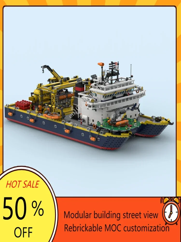8200-teiliges Katamaran-Forschungsschiff Modulares MOC Kreatives Straßenansicht-Modell Benutzerdefiniertes Puzzle-Architektur-Bausatz Spielzeug Geschenke