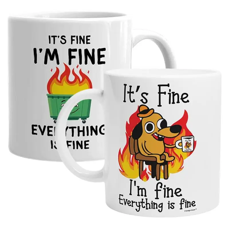 Novelty Cute Cup Funny Mug Reusable Coffee Mugs Funny Coffee with The Words It's Everything Is Fine for Coffee Wine Hot