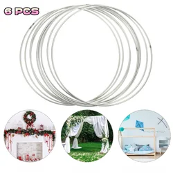 6PCS Metal Floral Hoop Centerpiece Silver Stand Wreath Macrame Rings Decorations DIY Wedding Party Table Dream Catcher Crafts
