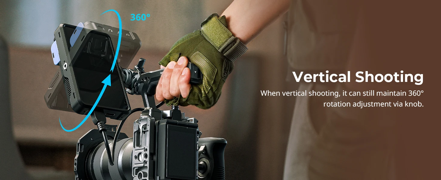 SmallRig-Monitorhalterung für horizontale und vertikale Aufnahmen mit ARRI 3/8"-16 Positionierungsschraube bietet 180°-Bewegung. ° Neigung und 360-Grad-Drehung ° Pan -6314 – Detail 2