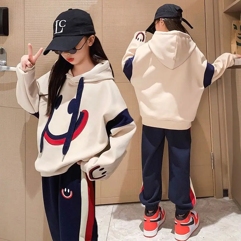 Girls Autumn Winter Spring 2pcs Casual Cotton Hoodie+pants Sports Suits Teenage Kids Korean Style Outfits Children Clothing Sets