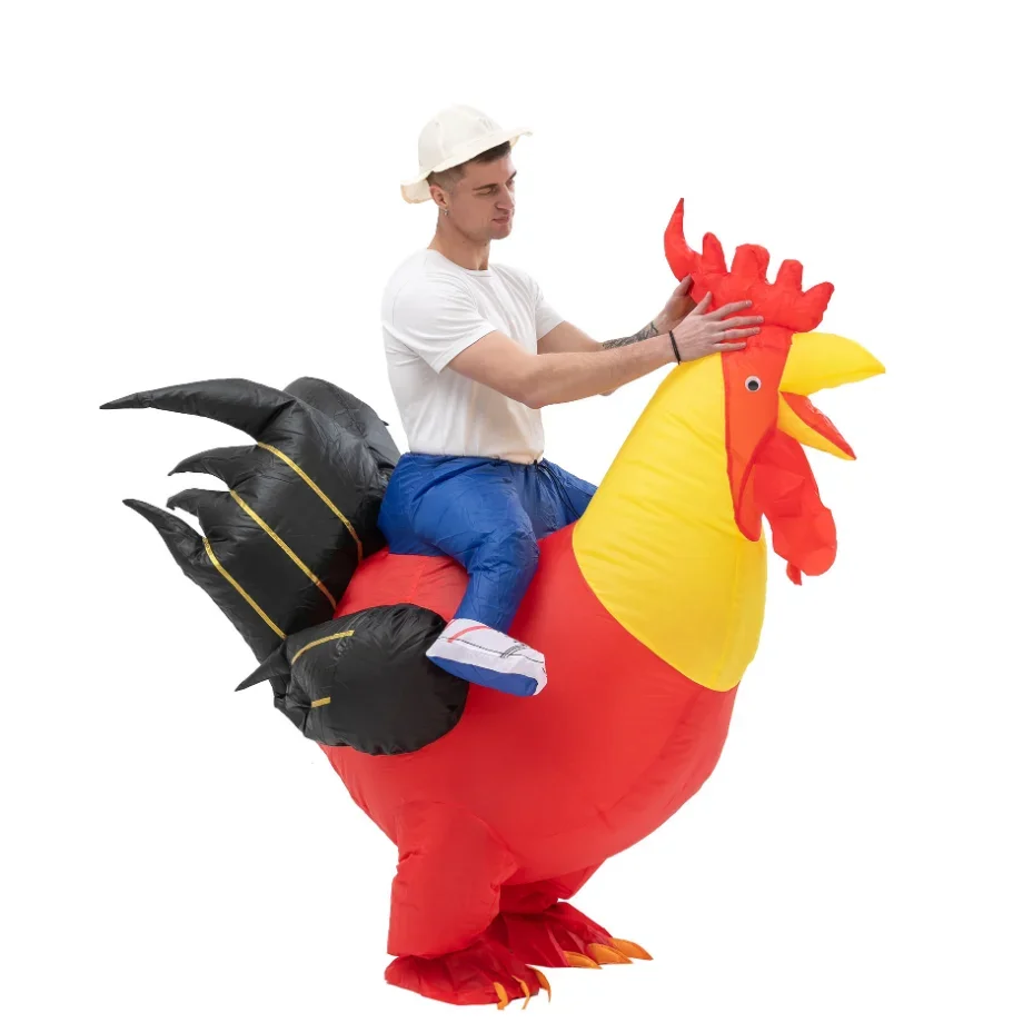 Halloween Carnival Easter Wedding Celebration festa di compleanno Cartoon Animal Cosplay Mascot Riding Big Rooster Costume gonfiabile