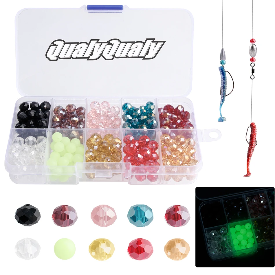 300pcs 8mm Fishing Beads Lure Luminous Fishing Floats Accessories 1300pcs 4mm Night Glow Beads Fishing Texas Rigs Bead