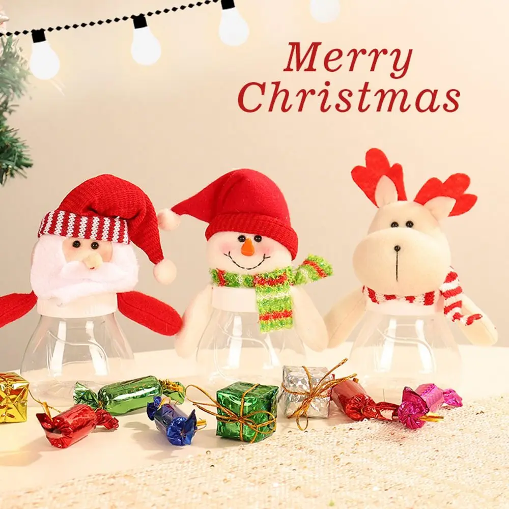 New Year Santa Claus Christmas Candy Jar mpty Elk Christmas Candy Box Dust Prevention Snowman Storage Bottle Child