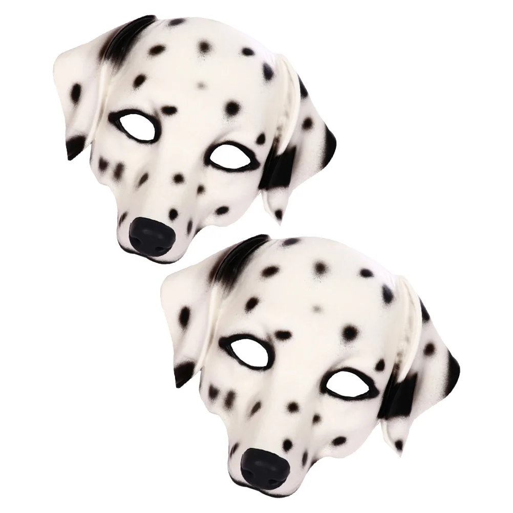 

2pcs Spotted Dog Mask Realistic Full Face Animal Cosplay Costume For Adults Pu Foam Halloween Party Masquerade Accessory
