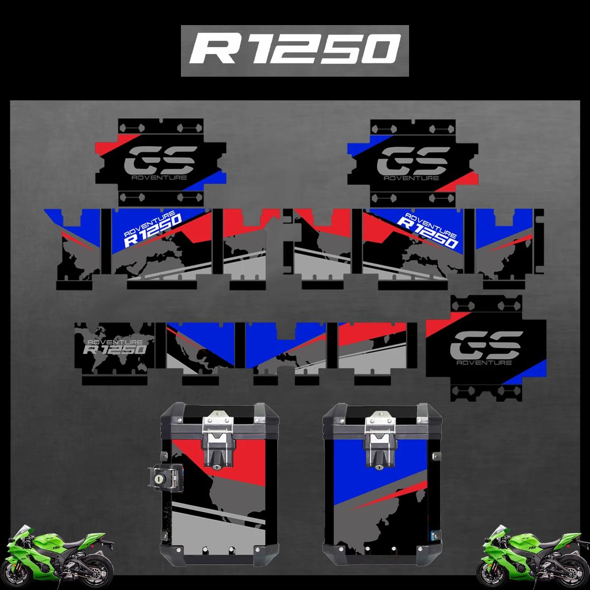 

Motorcycle Stickers For BMW R1250GS R1250 GS 2004-2023 2022 2021 ADV Decorative Alloy Box Sticker Decal Set aluminium pannier