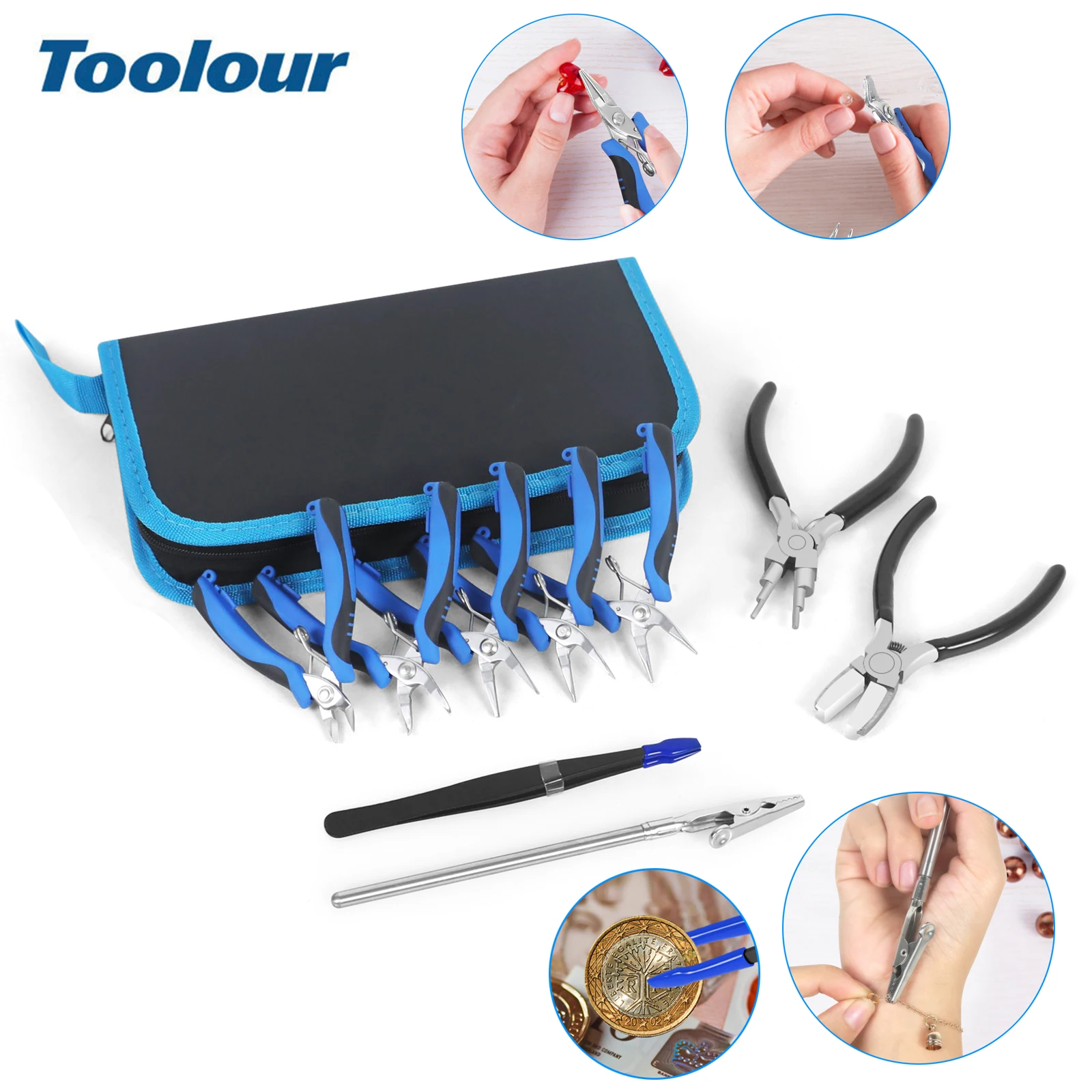

Toolour, 8 шт., набор плоскогубцев для изготовления ювелирных изделий, плоскогубцы для проволоки, диагональные плоскогубцы, плоскогубцы с длинным носом, 6 шт., медные провода для DIY