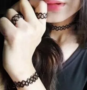 Simple 2026 Collares Women Vintage Stretch Tattoo Choker Necklace Set Retro Gothic Punk Elastic Adjustable Stretchy