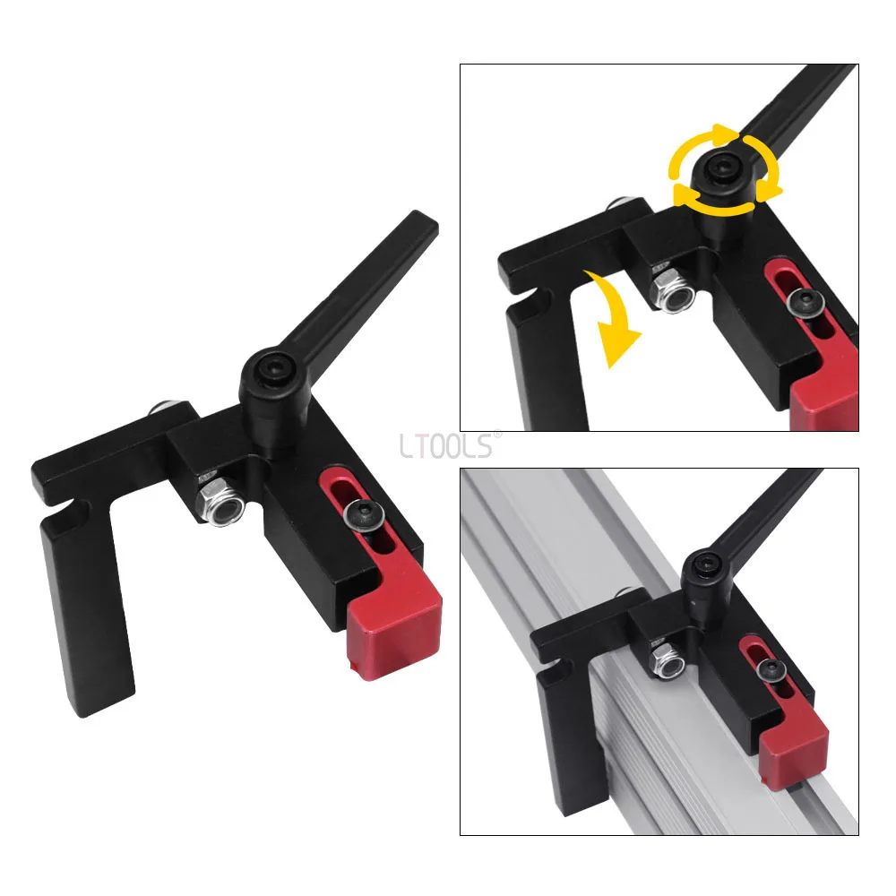 Woodworking 75 Type Push Table Limiter Adjustable T-Slot Slider Stop Locator Aluminium Alloy Miter Track Connector Fence Stoppe