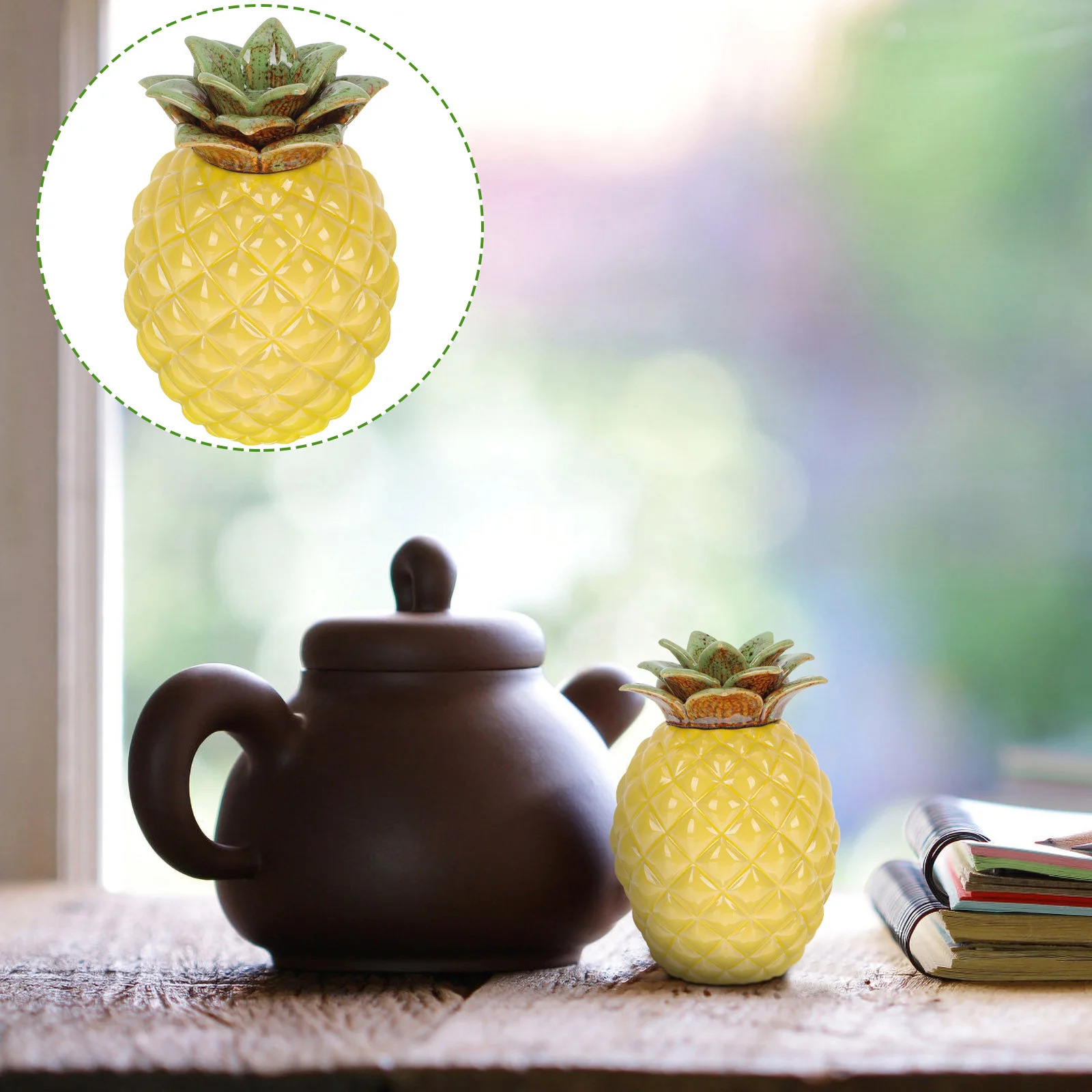 

Ceramic Pineapple Shape Tea Storage Jar Airtight Lid Kitchen Organizer Candy Holder Home Decor Perfect Gift Tea Storage Box