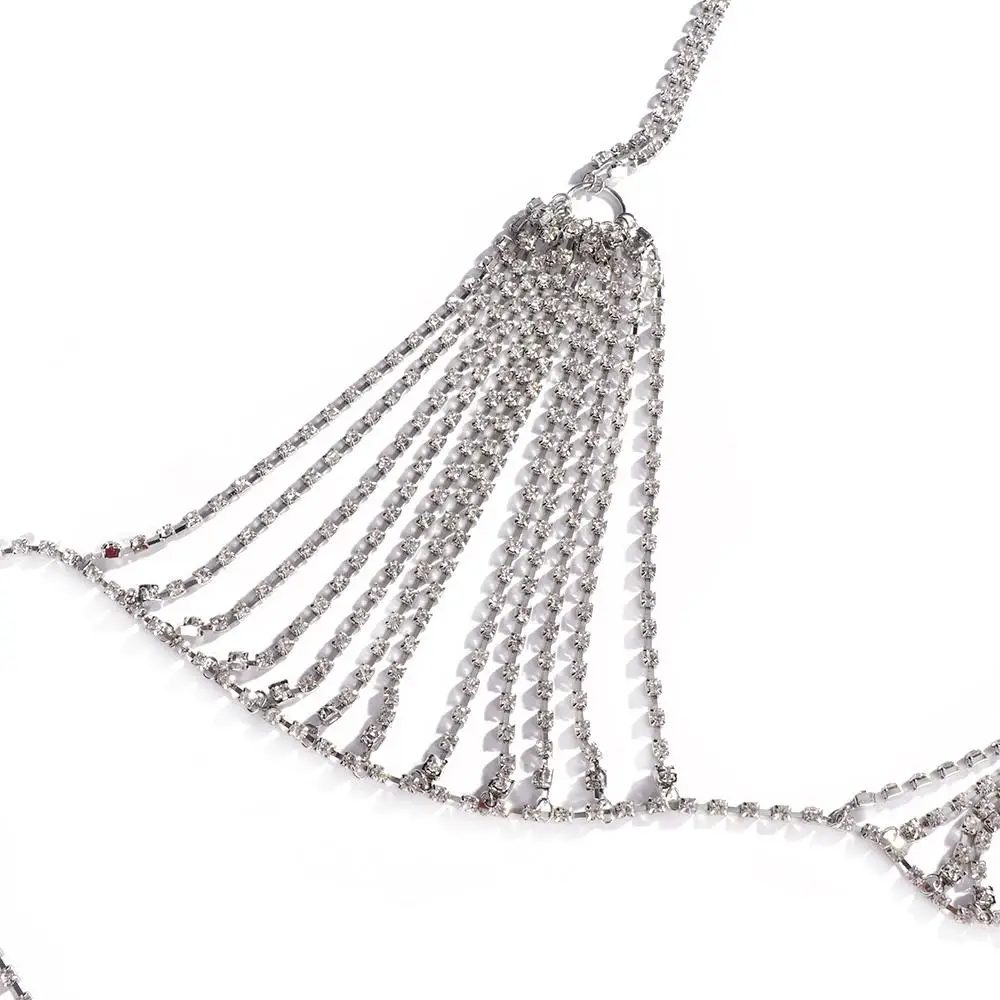 مهرجان الجسم المرأة مثير الساحرة لامعة بيكيني سلسلة الملابس الداخلية الصدرية مجوهرات كريستال مجوهرات #5