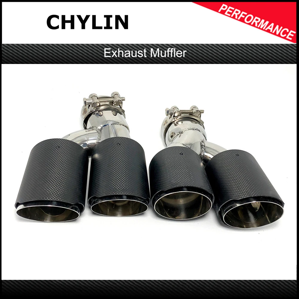 

1Pair Dual Out Exhaust Tip Carbon Fiber Muffler Tip H Shape Tailpipe For Akrapovic For BMW 525i 528i 530i G30 G31 2018 5 series