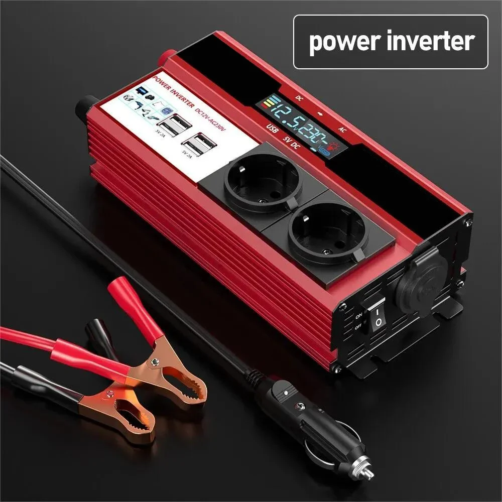 800W-4000W Peak Power Inverter DC 12V To AC 220V 230V Transformer with 4 USB EU Socket Charge with LED Display for RV Phone Car