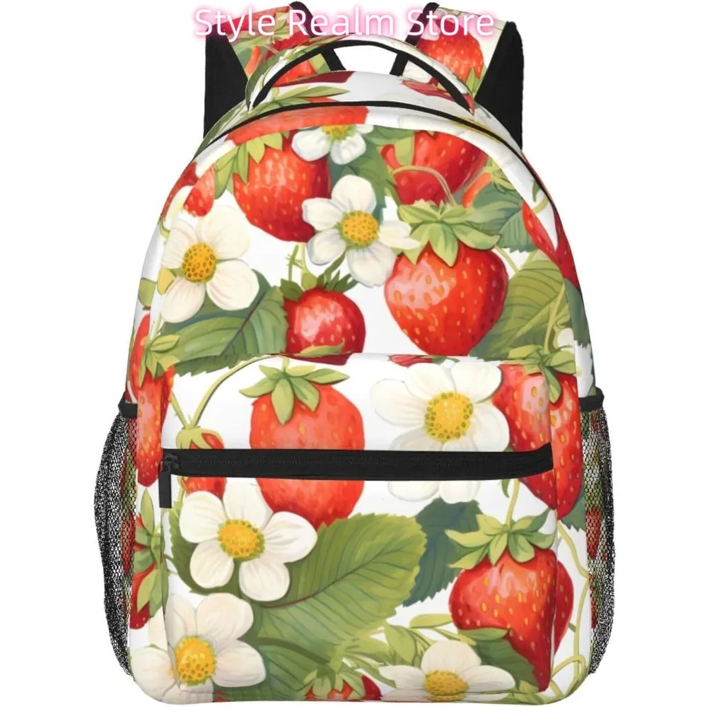

laptop bag back to school Cute Strawberry Flower Lightweight Laptop Backpack Lightweight Multipurpose Travel Casual Daypack Unis