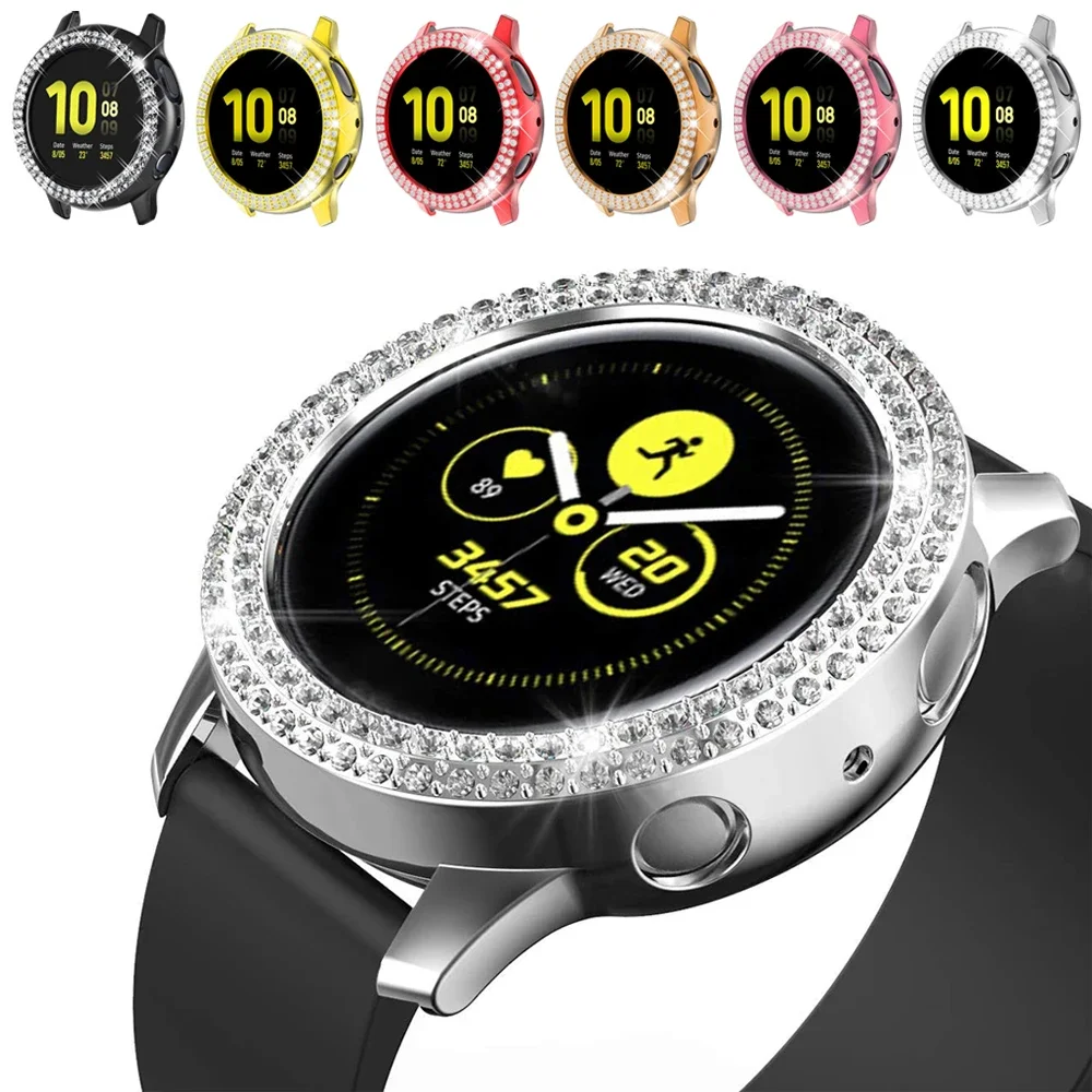 Diamond Case for Samsung Galaxy Watch Active 2 40mm 44mm PC Bumper Screen Protector Cover Correa Galaxy Watch Active2 44mm 40mm