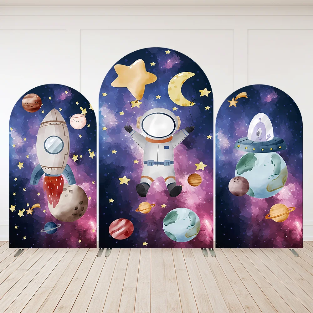 

Космическая Планета Ракета Астронавт Мальчик 1-й день рождения Арка Фон Крышка Звезда Луна Галактика Новорожденный детский душ Арочный настенный баннер