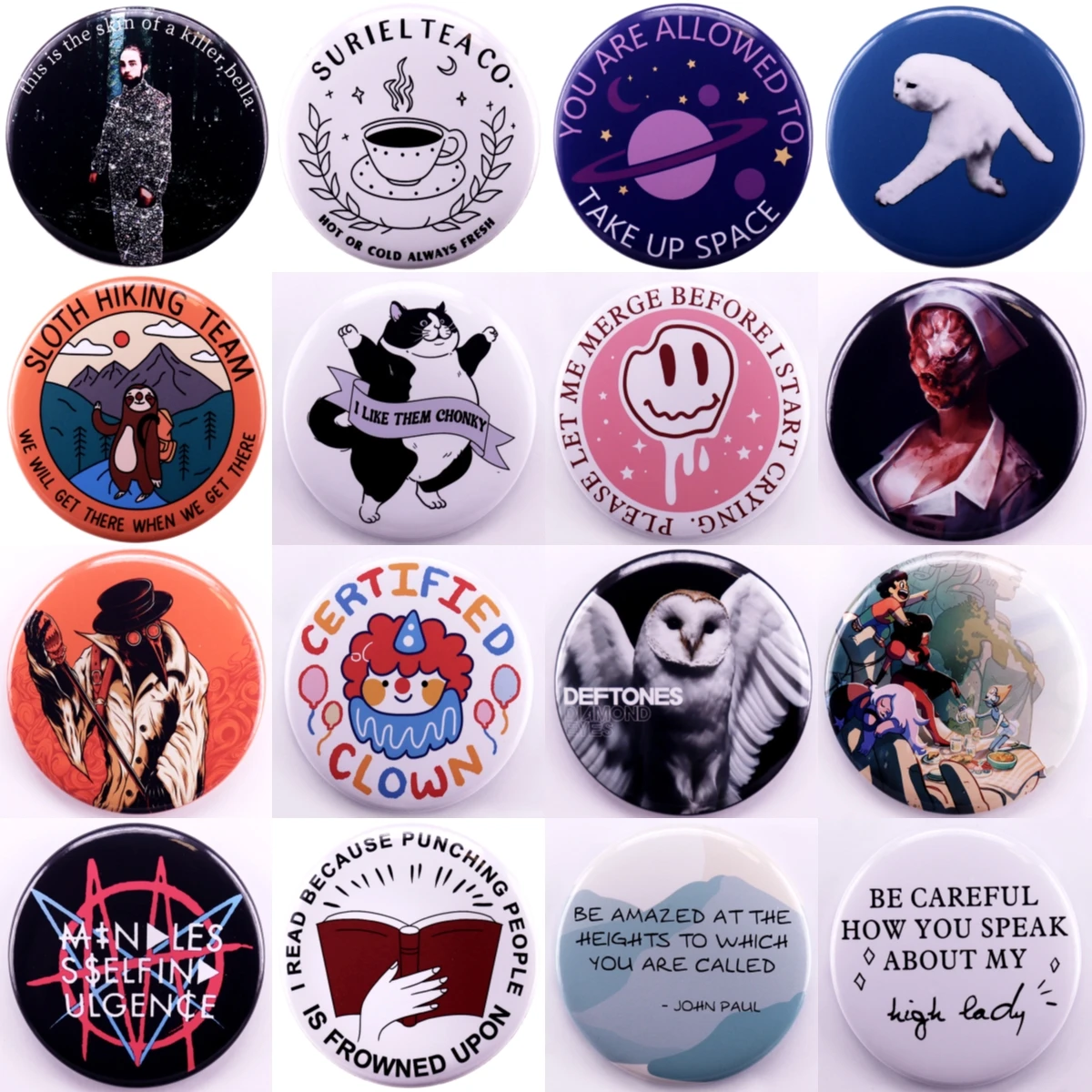 32-75 MM Lustige Katze Meme Abzeichen Faultier Wandern Emaille Pins Neuheit Weißblech Taste Abzeichen Brosche für Schmuck Zubehör geschenke