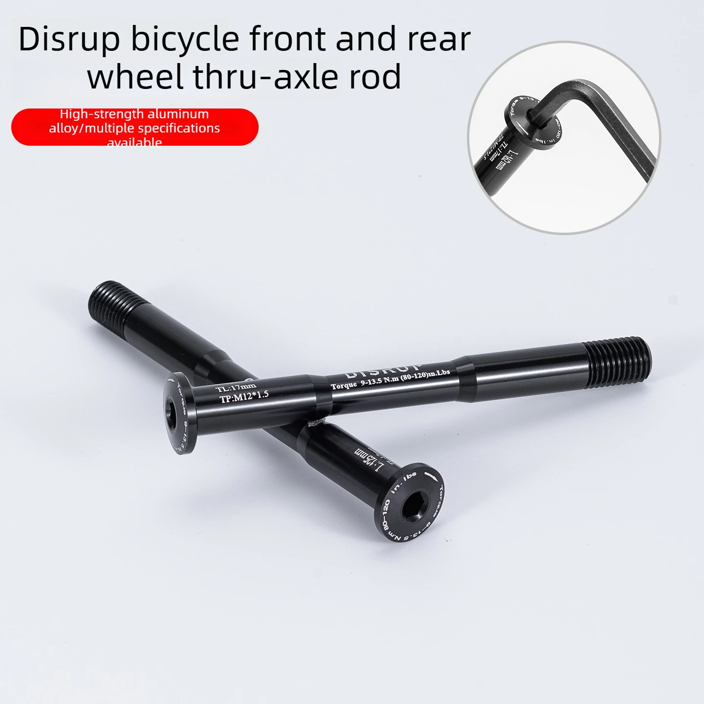 Bicycle Aluminum Thru-Axle , Multiple Sizes Available,M12 * 1.5 Pitch, Length 121-175mm for Road/Mountain Bike Frame Fork Axle
