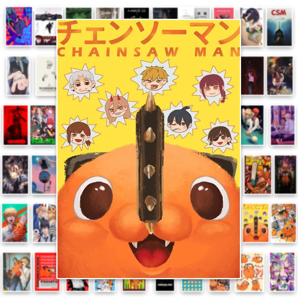 

60PCS/Set Anime Chainsaw Man Cartoon Stickers Cool Pochita Denji Graffiti Decals Phone Case Diary Laptop Waterproof Sticker