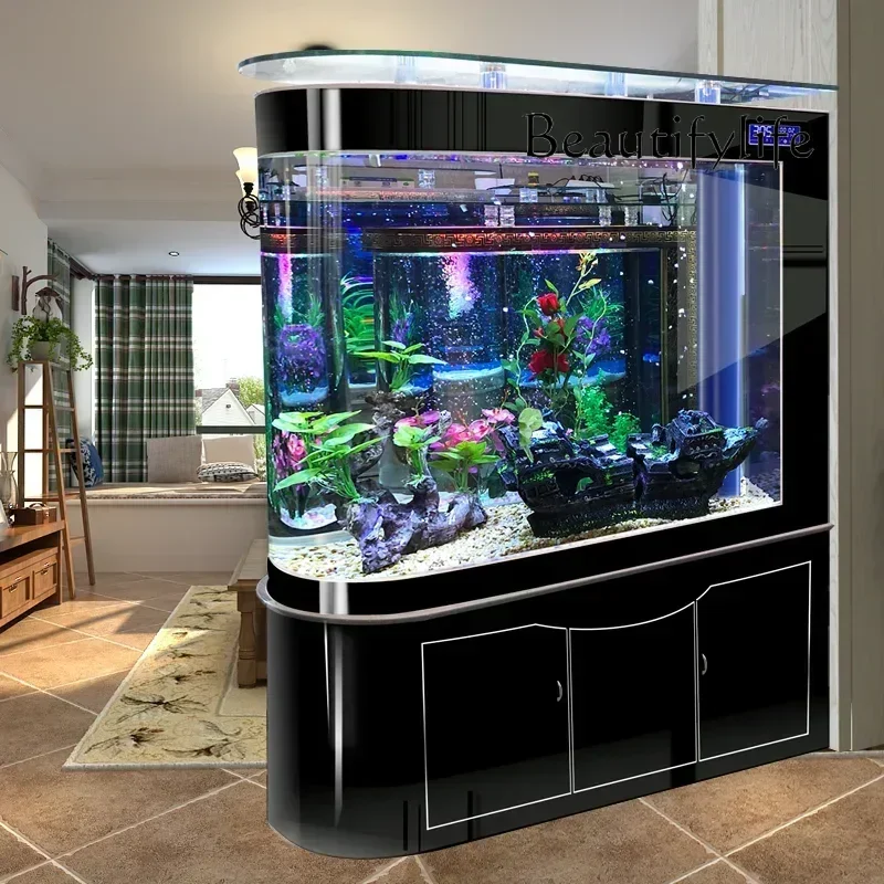 

large dragon fish tank bottom filter Bullet fish tank living room household aquarium