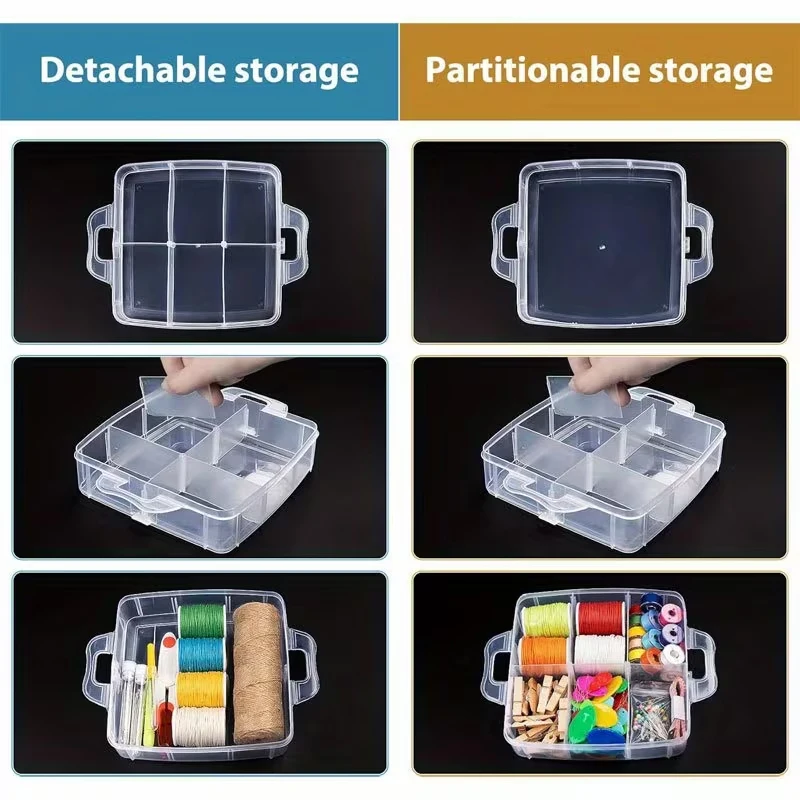 Handmade DIY Jewelry PP Material 3-layer 18/30 Grid Handheld Detachable Storage Box Combination Organizing Box Toy Storage Box