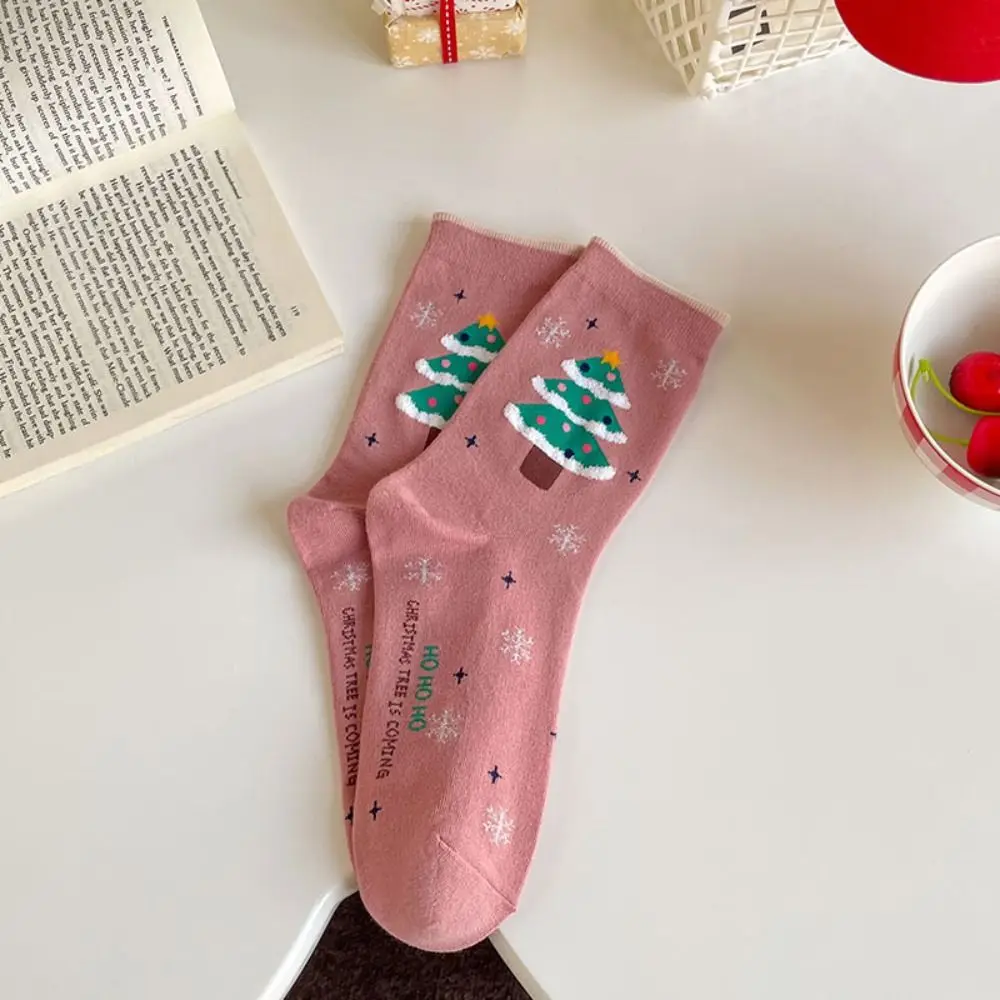 

Breathable Cotton Christmas Socks Gingerbread Man Snowman Cartoon Hosiery Korean Style Cloth Accessories Mid-Tube Socks Girls