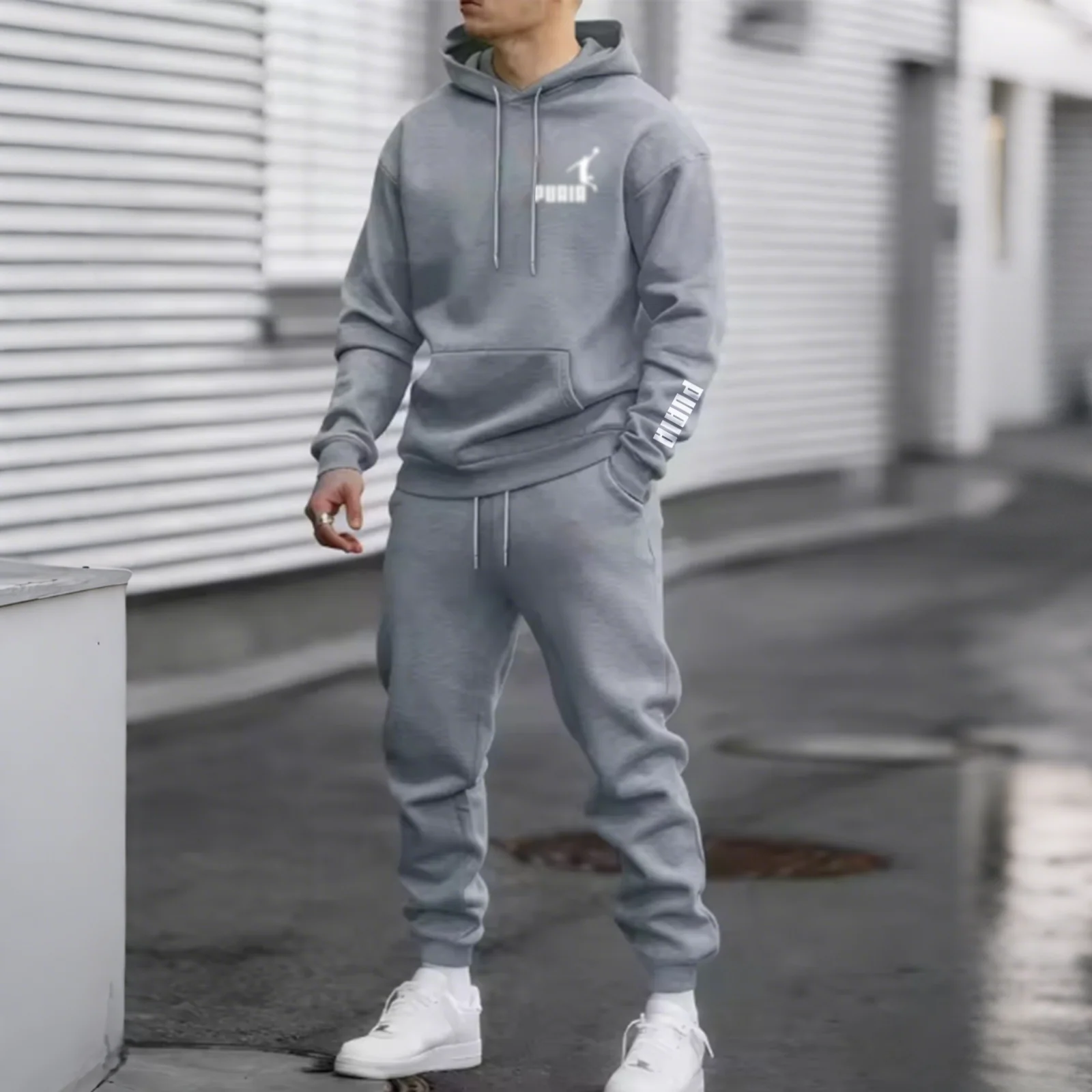 ملابس رياضية رجالية مناسبة للركض، تتميز بنطال رياضي كاجوال بغطاء للرأس. 2026 قريب خارجي، مريح وعالي الجودة #3